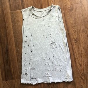 Drifter Distressed Grey Tank Top, Small